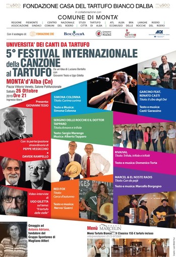 Tutto pronto a Montà (CN) per la finale della V° edizione del Festival della Canzone al Tartufo Tutto pronto a Montà (CN) per la finale della V° edizione del Festival della Canzone al Tartufo