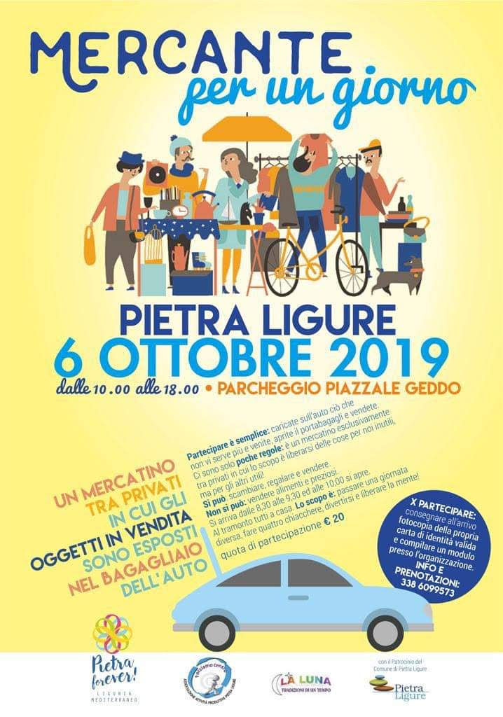 Pietra Ligure, domenica 6 ottobre torna "Mercante per un giorno" Pietra Ligure, domenica 6 ottobre torna "Mercante per un giorno"