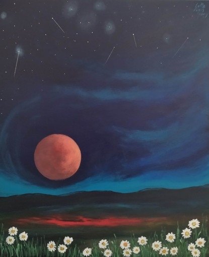 La Luna Rosa, vista dal pittore braidese Franco Gotta