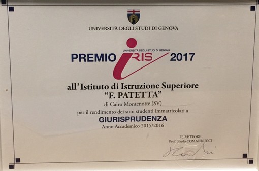 Istituto di Istruzione Superiore Federico Patetta Cairo Montenotte. Premi: IRIS 2017 e Eduscopio 2017-Fondazione Agnelli