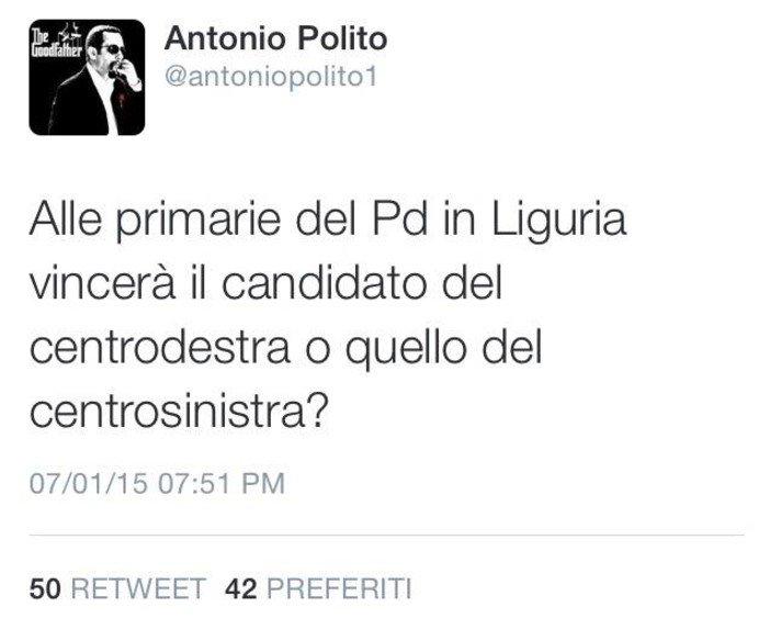 "Alle Primarie liguri del Pd vincerà il candidato di centrodestra o quello di centrosinistra?" "Alle Primarie liguri del Pd vincerà il candidato di centrodestra o quello di centrosinistra?"