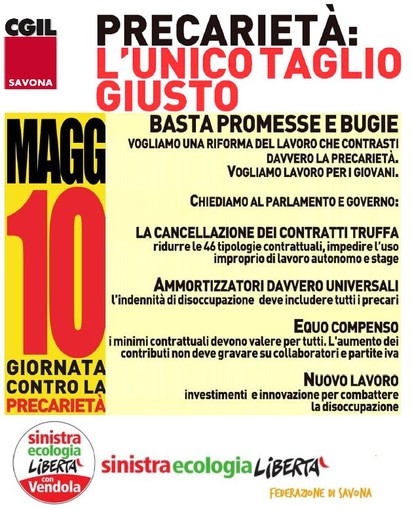 SEL Savona: "L'unico taglio giusto, la precarietà" SEL Savona: "L'unico taglio giusto, la precarietà"