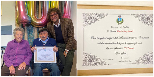 Stella, entra nel club dei centenari Carlo Gagliardi. Sindaco Castellini: "Congratulazioni per aver ottenuto questo grandissimo risultato"
