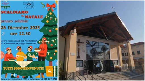 Borgio Verezzi, il 26 dicembre alle Opere Parrocchiali il pranzo solidale “Scaldiamo il Natale”