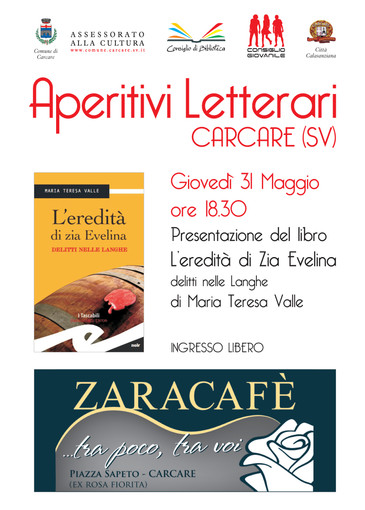 Carcare, Aperitivi Letterari: “L'eredità di zia Evelina” di Maria Teresa Valle