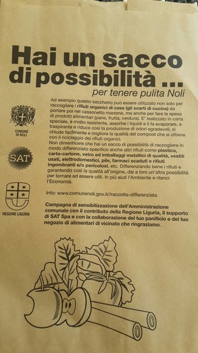 Noli punta sull'ambiente: nuovi sacchetti bio per la raccolta dell"umido