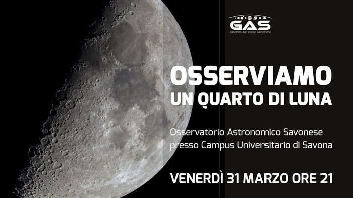 "Osserviamo un quarto di Luna", nuovo incontro del Gruppo Astrofili Savonesi