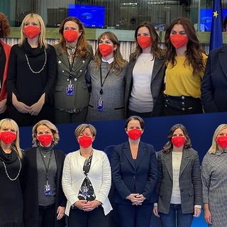 Violenza donne, eurodeputate Lega in aula con la mascherina rossa Violenza donne, eurodeputate Lega in aula con la mascherina rossa