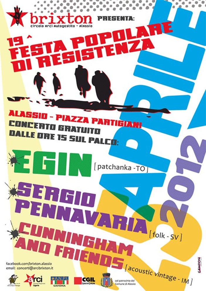 Alassio, in occasione del 25 aprile il circolo Brixton orgnizza la IXX Festa Popolare di Resistenza Alassio, in occasione del 25 aprile il circolo Brixton orgnizza la IXX Festa Popolare di Resistenza