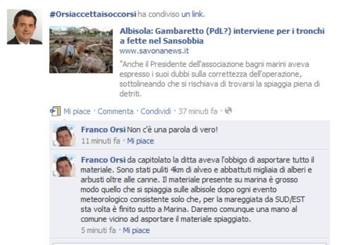 Giungono altre galleggianti notizie, non dal Sansobbia ma da internet