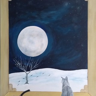 Luna Piena della Neve vista dal pittore braidese Franco Gotta