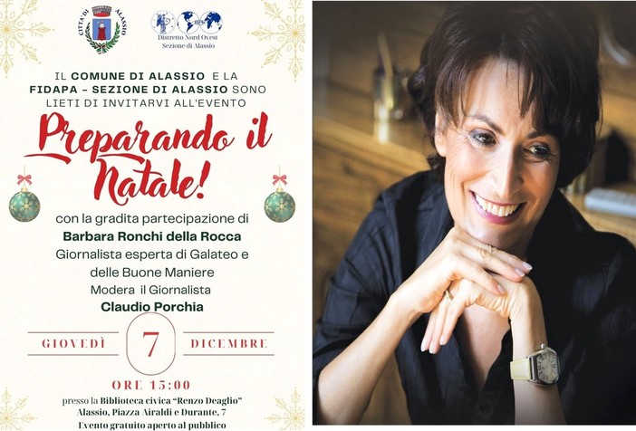 Alassio, storia e curiosità del Natale al centro dell’incontro con Barbara Ronchi della Rocca Alassio, storia e curiosità del Natale al centro dell’incontro con Barbara Ronchi della Rocca
