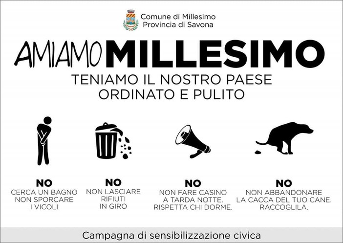 La giunta Picalli lancia la campagna di sensibilizzazione civica "Amiamo Millesimo"