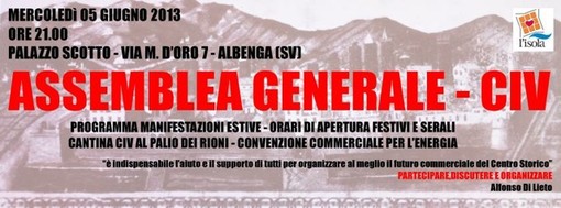 Albenga, mercoledì 5 assemblea pubblica del CIV