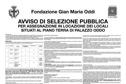 Avviso di selezione pubblica per assegnazione in Locazione ad Albenga Avviso di selezione pubblica per assegnazione in Locazione ad Albenga