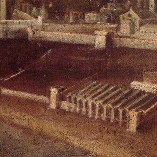 Un quadro dipinto tra fine Cinquecento e inizio Seicento che raffigura l'antico Arsenale