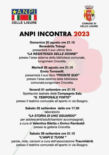 Celle, al via la terza edizione di “Anpi incontra”: 5 appuntamenti dal 20 agosto al 9 settembre Celle, al via la terza edizione di “Anpi incontra”: 5 appuntamenti dal 20 agosto al 9 settembre