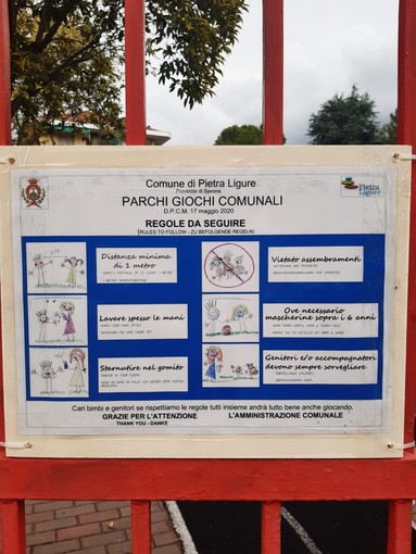 Aree gioco a Pietra, il sindaco De Vincenzi e l'assessore Amandola: "Agibili in tutta sicurezza e disegni a 'misura' di bambino per le norme anti-Covid"