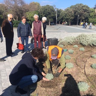 Savona, grazie all’associazione Italia Nostra riprende vita l’aiuola del monumento a Garibaldi (FOTO)