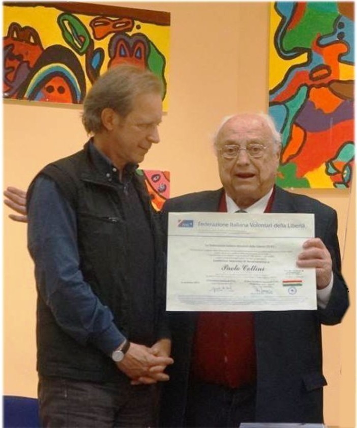 Albisola Superiore :Il Maestro Paolo Collini riceve l’Attestato della Presidenza nazionale FIVL da Lelio Speranza