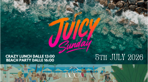 Al Boca Beach arriva "JUICY SUNDAY": il nuovo appuntamento tra pranzo, spettacolo e beach party Al Boca Beach arriva "JUICY SUNDAY": il nuovo appuntamento tra pranzo, spettacolo e beach party