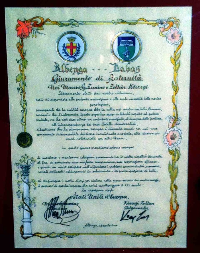 Albenga-Dabas, al via il rinnovo del gemellaggio Albenga-Dabas, al via il rinnovo del gemellaggio