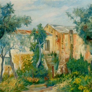 Carlo Bossi, Bricchetti, olio su tela, cm. 120x60 (prop. priv.)