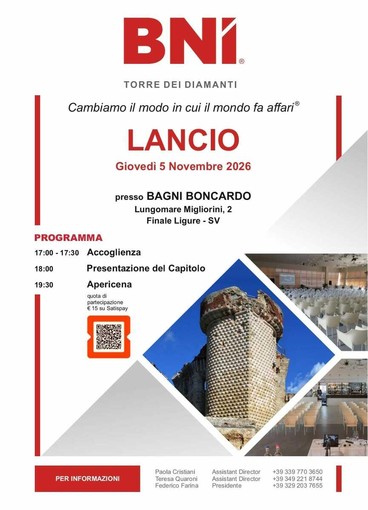 BNI Torre dei Diamanti, a Finale Ligure 26 professionisti in rete per fare impresa