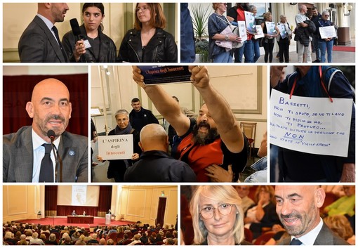 Sanremo, il Prof. Bassetti accolto al Casinò al grido di "Assassino": pochi i facinorosi che lo hanno contestato (Foto e Video)