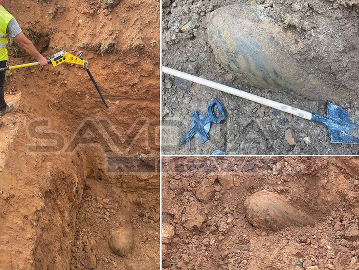 Il residuato bellico rinvenuto all'aeroporto "Panero" Il residuato bellico rinvenuto all'aeroporto "Panero"