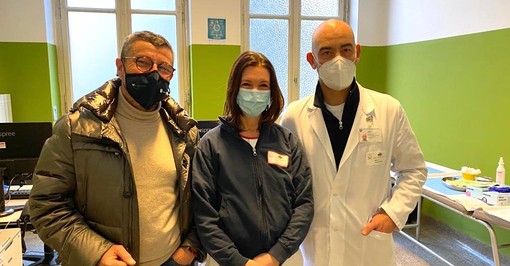 Brunetto con Gloria Capriata e Matteo Bassetti stamane al San Martino