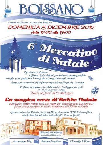 Boissano: tutto pronto per la 6^ edizione del mercatino di Natale Boissano: tutto pronto per la 6^ edizione del mercatino di Natale