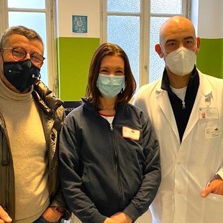 Brunetto con Gloria Capriata e Matteo Bassetti stamane al San Martino