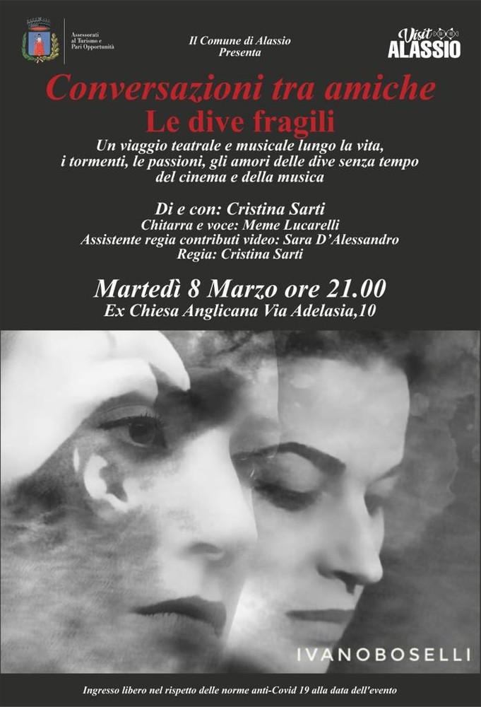 8 marzo ad Alassio, con lo spettacolo "Conversazioni tra amiche", Cristina Sarti dà voce alle donne