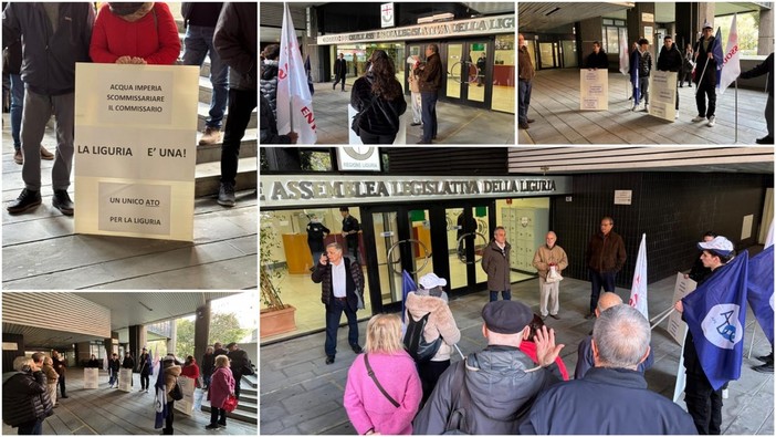 Ato idrico, associazioni in Consiglio regionale: chiedono la revoca di Claudio Scajola da commissario (FOTO)