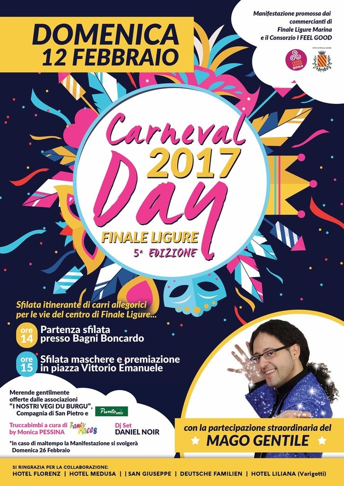 Presentata ufficialmente la locandina del “Carnevalday” di Finale Ligure Presentata ufficialmente la locandina del “Carnevalday” di Finale Ligure