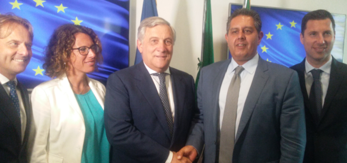 Visita istituzionale del presidente del Parlamento Europeo Tajani. Toti: “Piu’ autonomia per le Regioni”