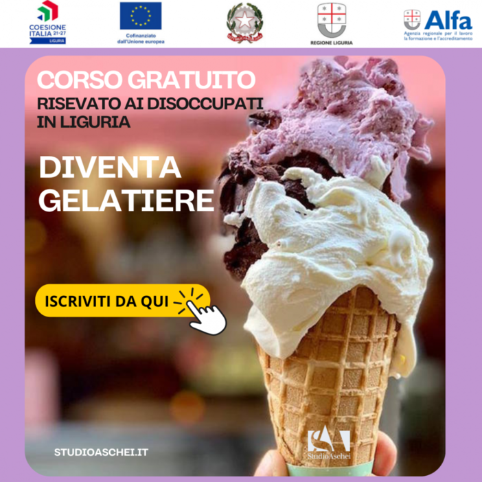 Corso gratis dedicato ai disoccupati in Liguria per diventare maestro gelatiere Corso gratis dedicato ai disoccupati in Liguria per diventare maestro gelatiere