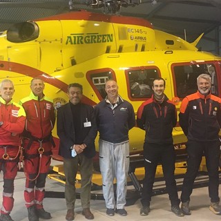 Sanità territoriale, Brunetto (Lega) in visita a Villanova d’Albenga: sopralluogo anche alla base dell’elisoccorso di Air Green