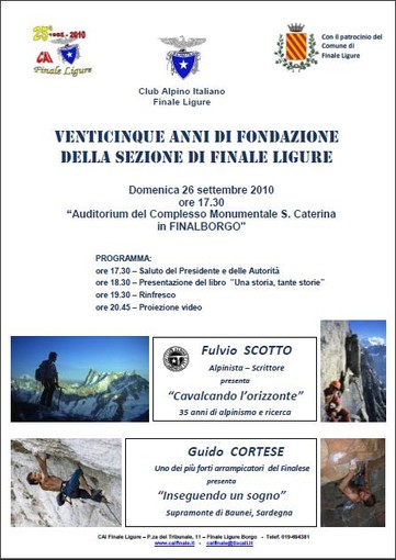 Finale: domenica il CAI festeggia 25 anni di vita Finale: domenica il CAI festeggia 25 anni di vita