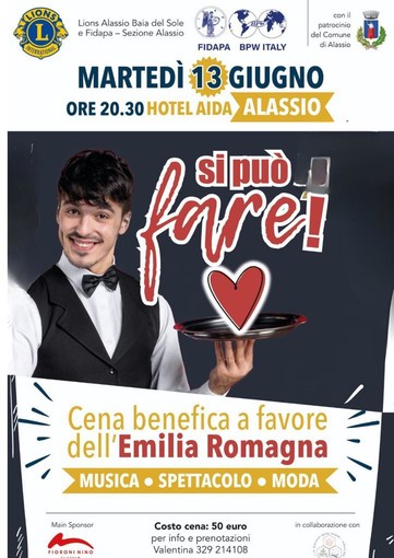 Alassio: martedì 13 giugno cena di solidarietà per l’Emilia Romagna