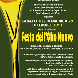 Finale Ligure: Festa dell'olio nuovo sabato 28 e domenica 29 dicembre