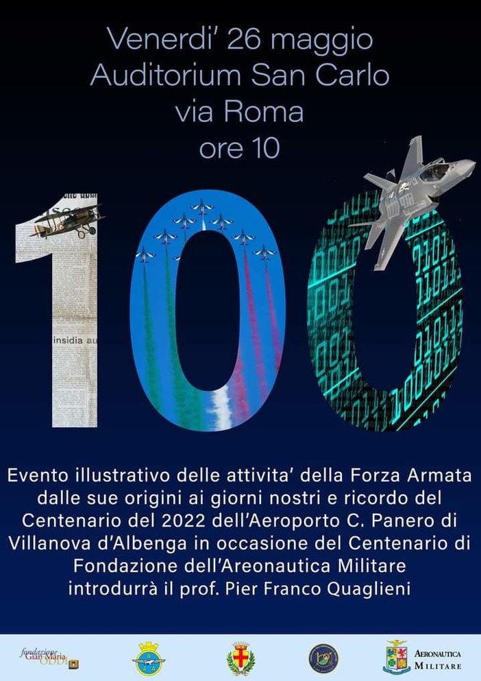 Albenga, il 26 maggio un evento illustrativo delle attività dell’Aeronautica Militare