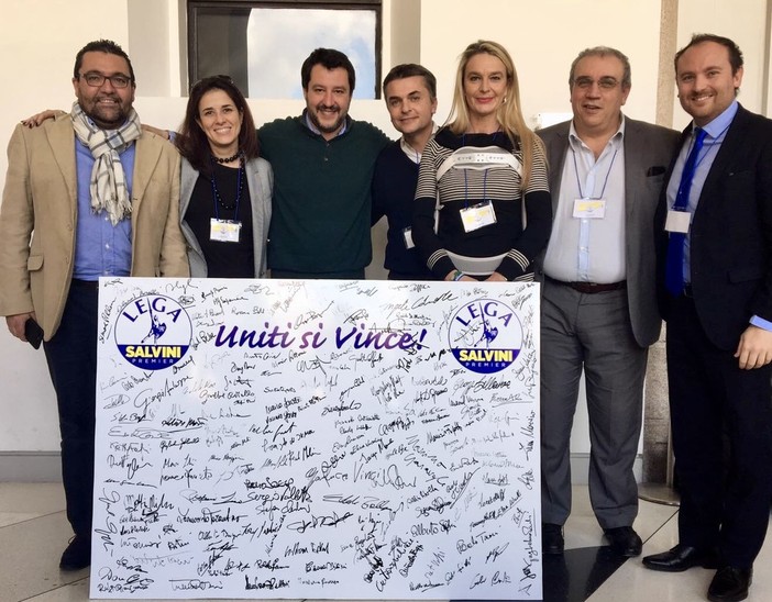 Matteo Salvini riceve i neo-parlamentari savonesi della Lega
