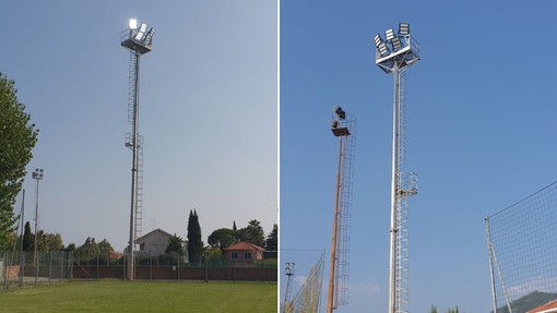 Loano, arrivano i nuovi fari a led per lo stadio Ellena: lavori per 90mila euro