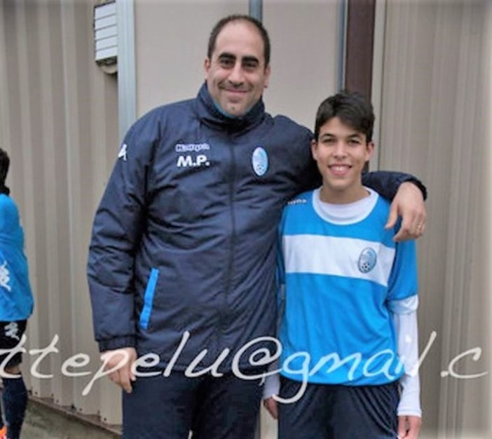 Giordi Ponzo insieme a Mario Pisano, allenatore del Pietra Ligure Calcio