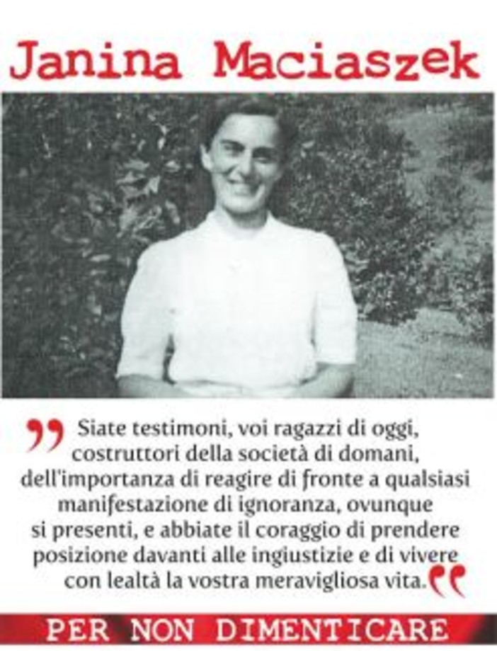 "Giornata della Memoria": Vado Ligure ricorda Janina Maciaszek "Giornata della Memoria": Vado Ligure ricorda Janina Maciaszek