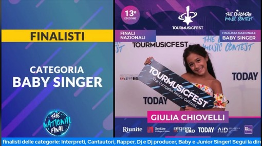 La savonese Giulia Chiovelli, 9 anni, tra gli 11 Baby Singer del Tour Music Fest