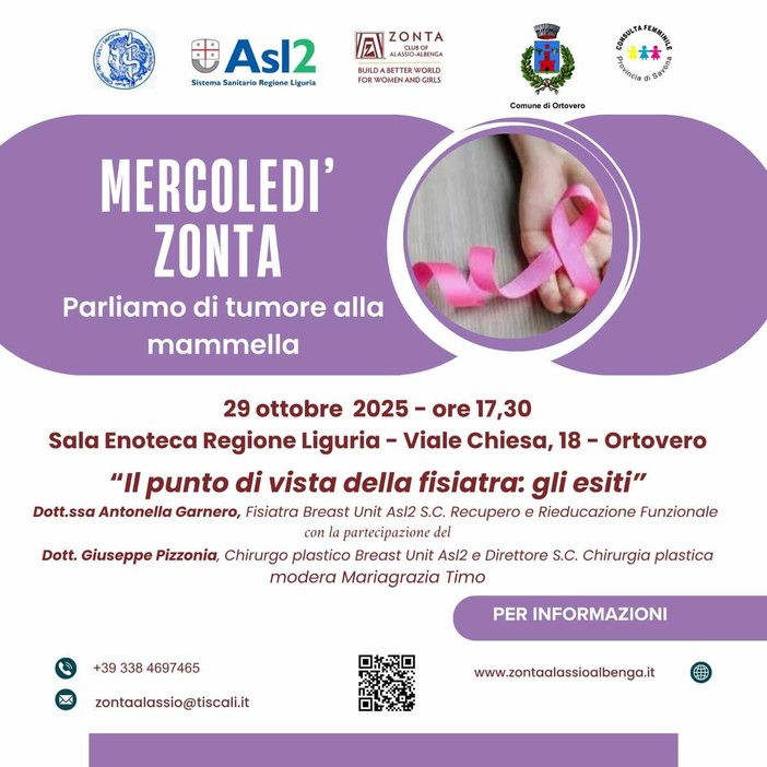 Tumore al seno, ultimo incontro Zonta Club a Ortovero Tumore al seno, ultimo incontro Zonta Club a Ortovero