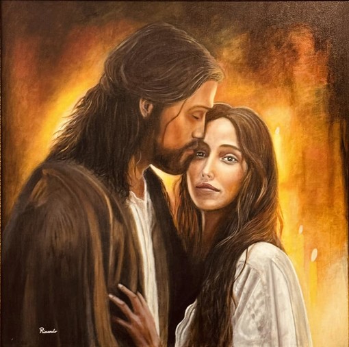 Il bacio di Gesù, opera del pittore braidese Riccardo Testa